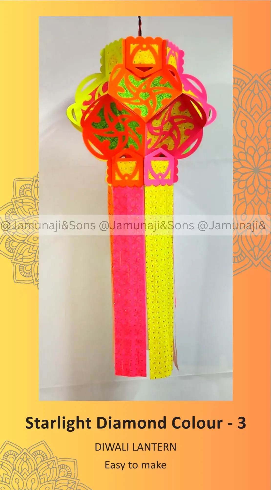 starlight diamond colour 3 foldable paper diwali kandil