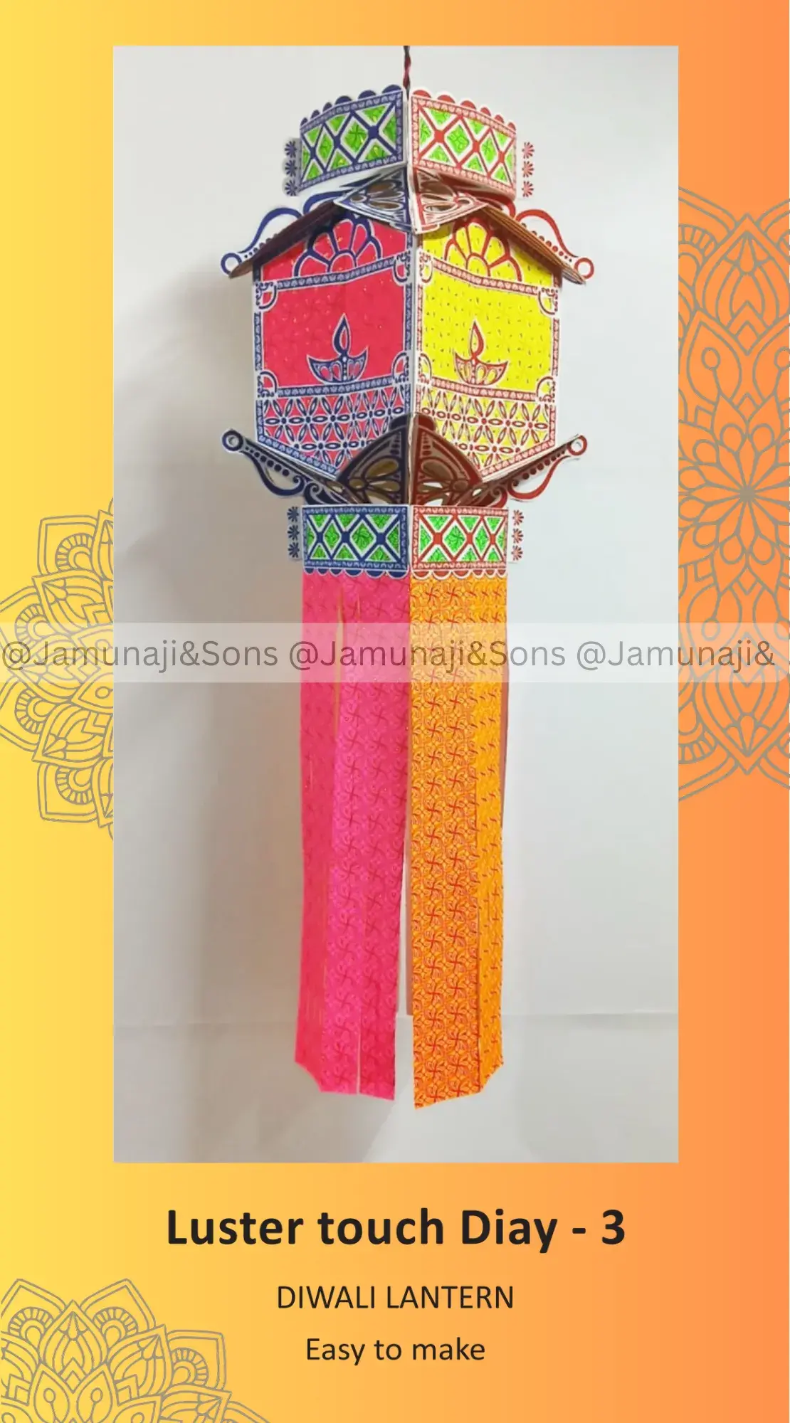 luster touch diay 3 foldable paper diwali kandil