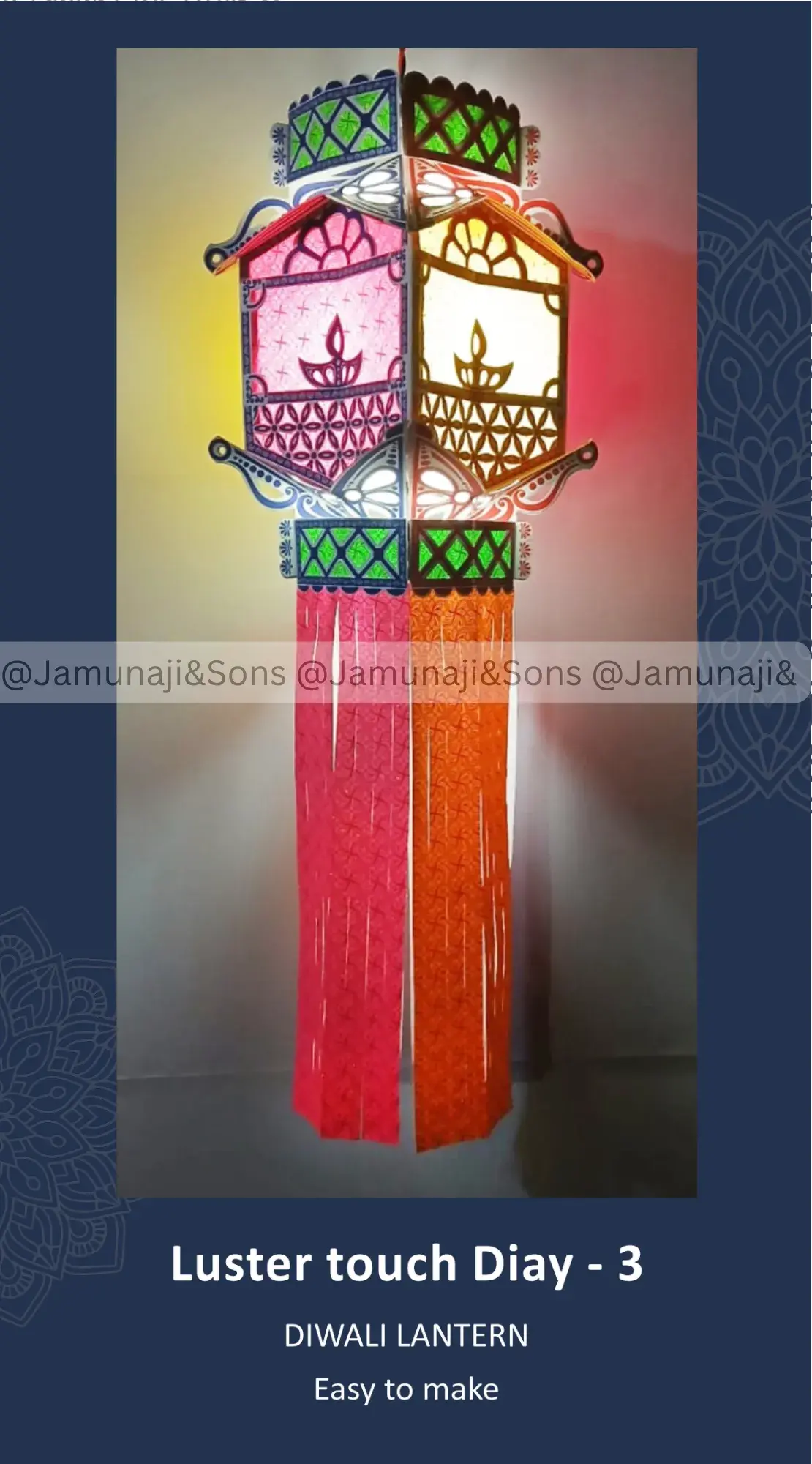 luster touch diay 3 foldable paper diwali kandil