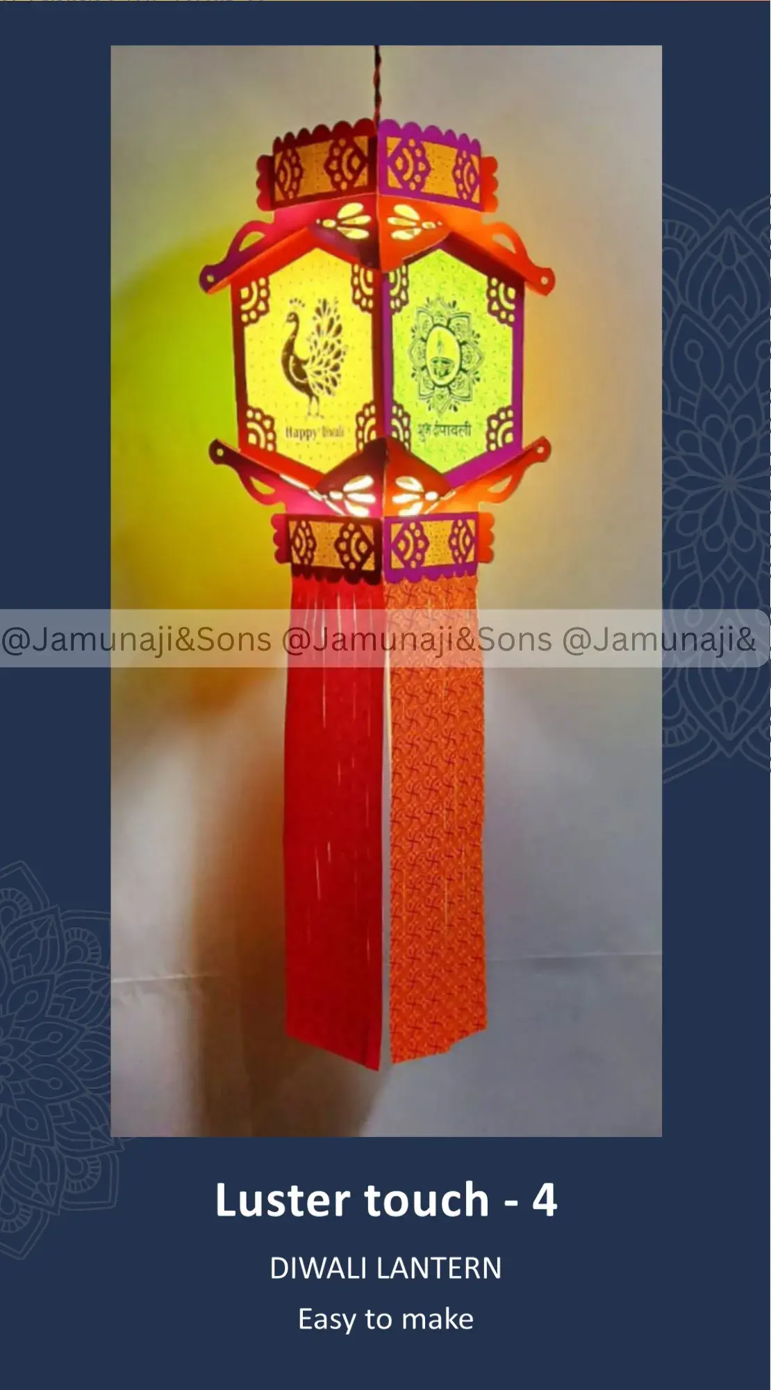 luster touch 4 foldable paper diwali kandil