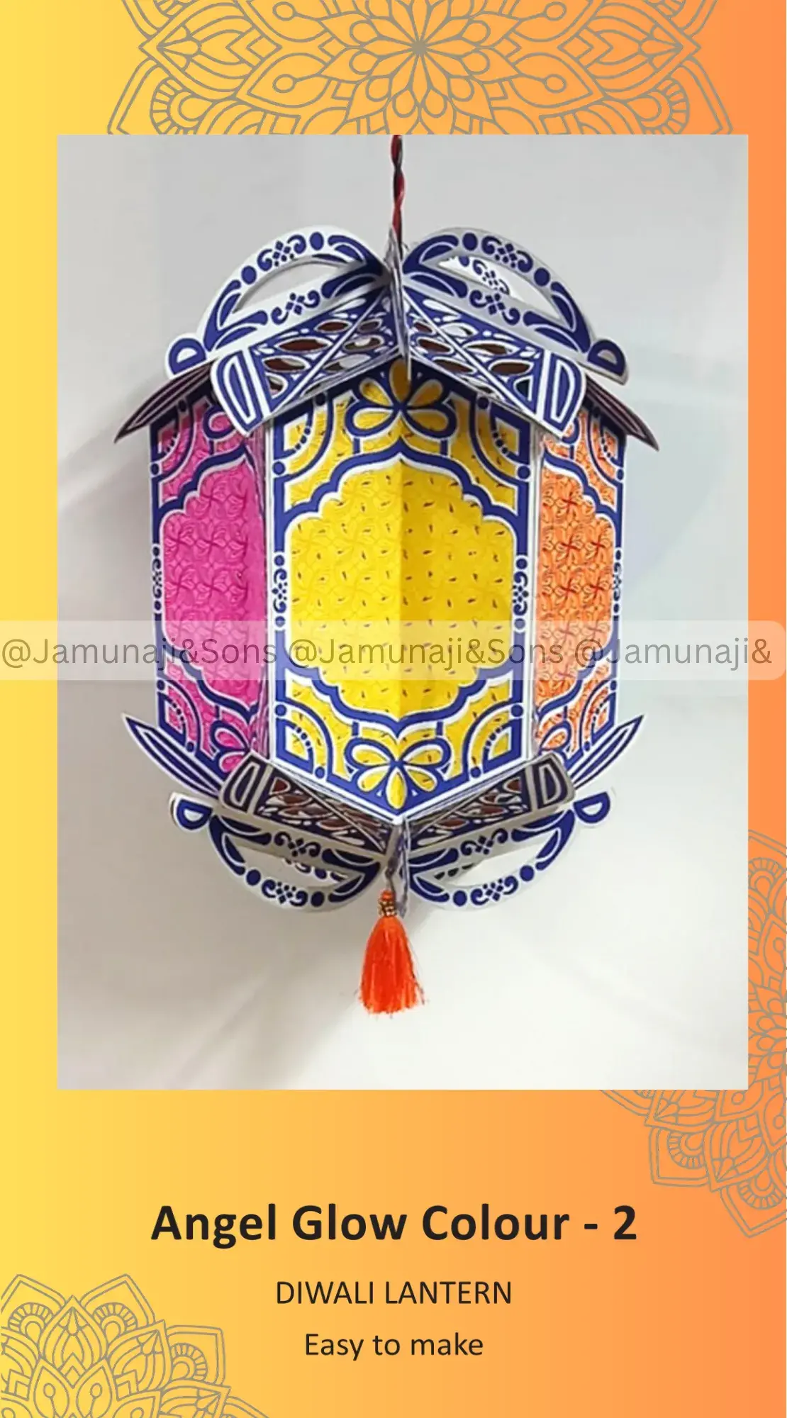 angel glow colour 3 foldable paper diwali kandil