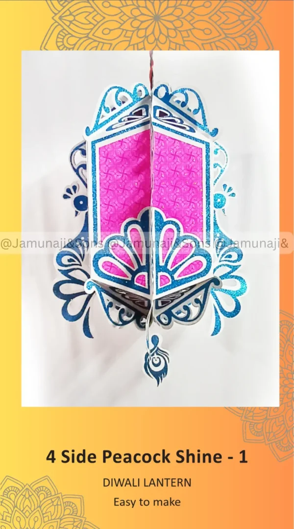 4 side peacock shine 1 foldable paper diwali kandil