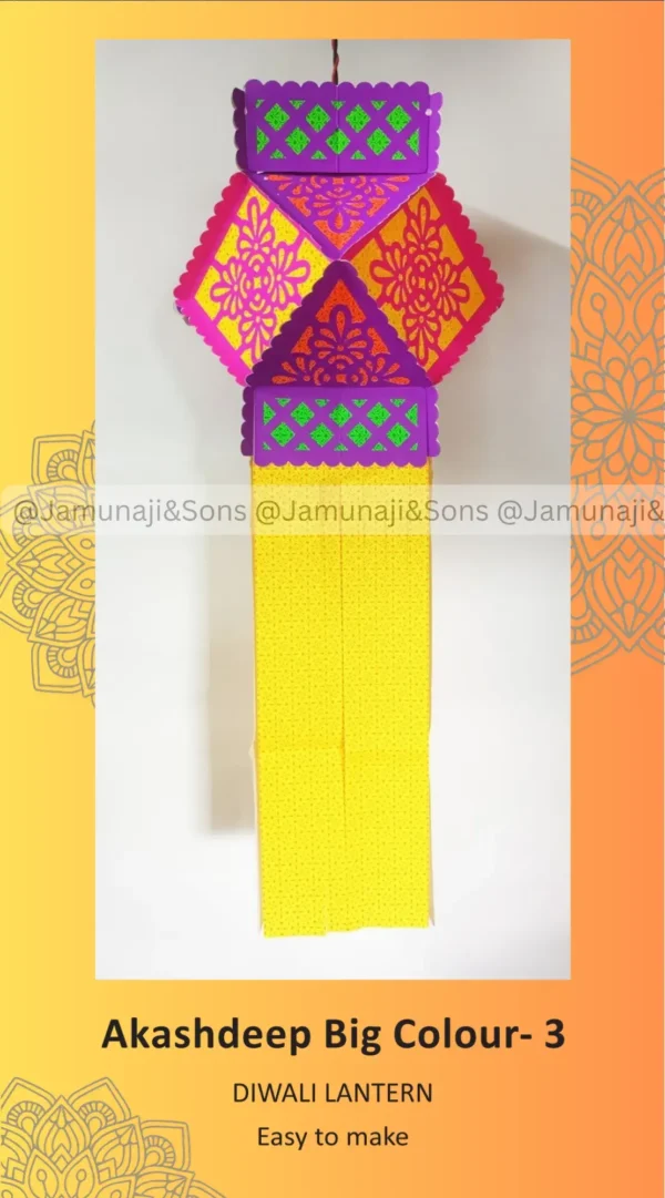 akashdeep big colour 3 foldable paper diwali kandil