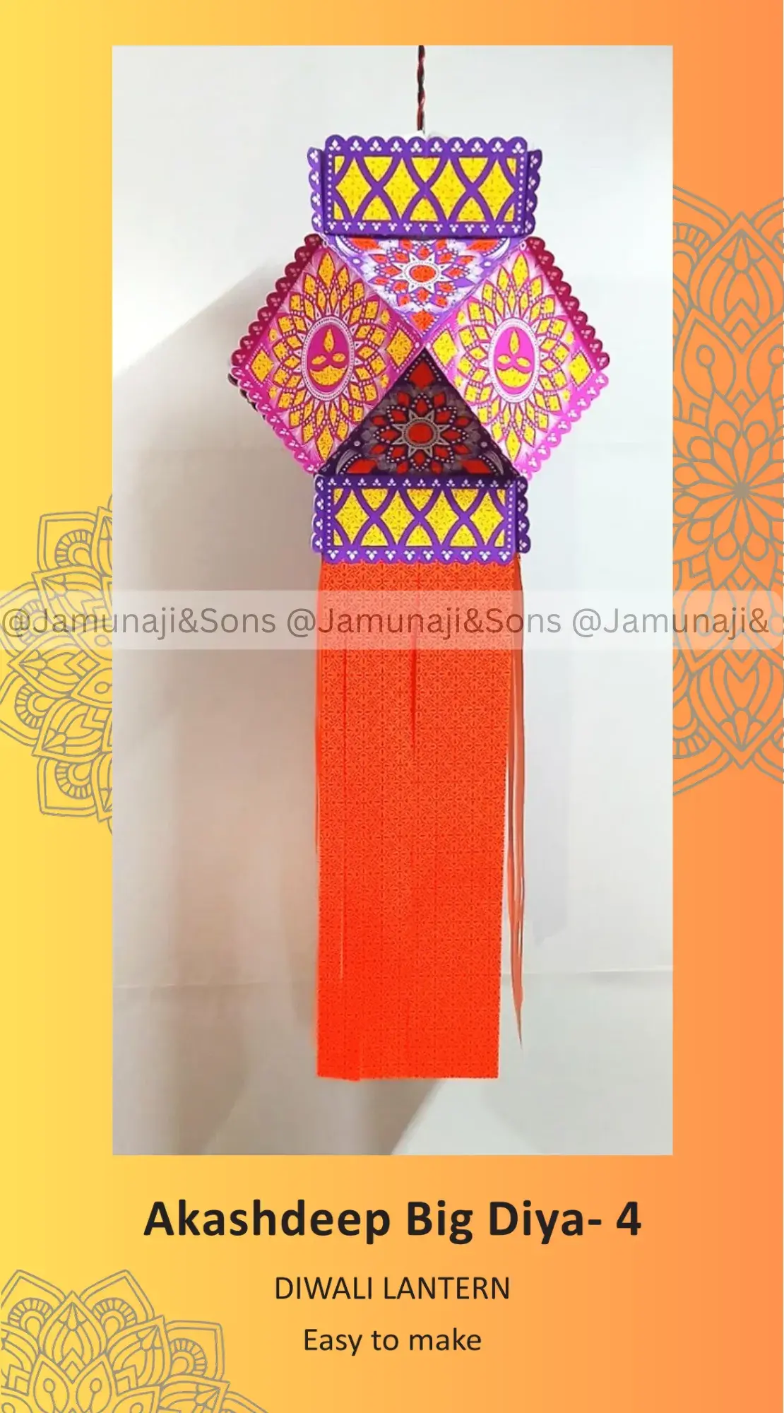 akashdeep big diay 4 foldable paper diwali kandil