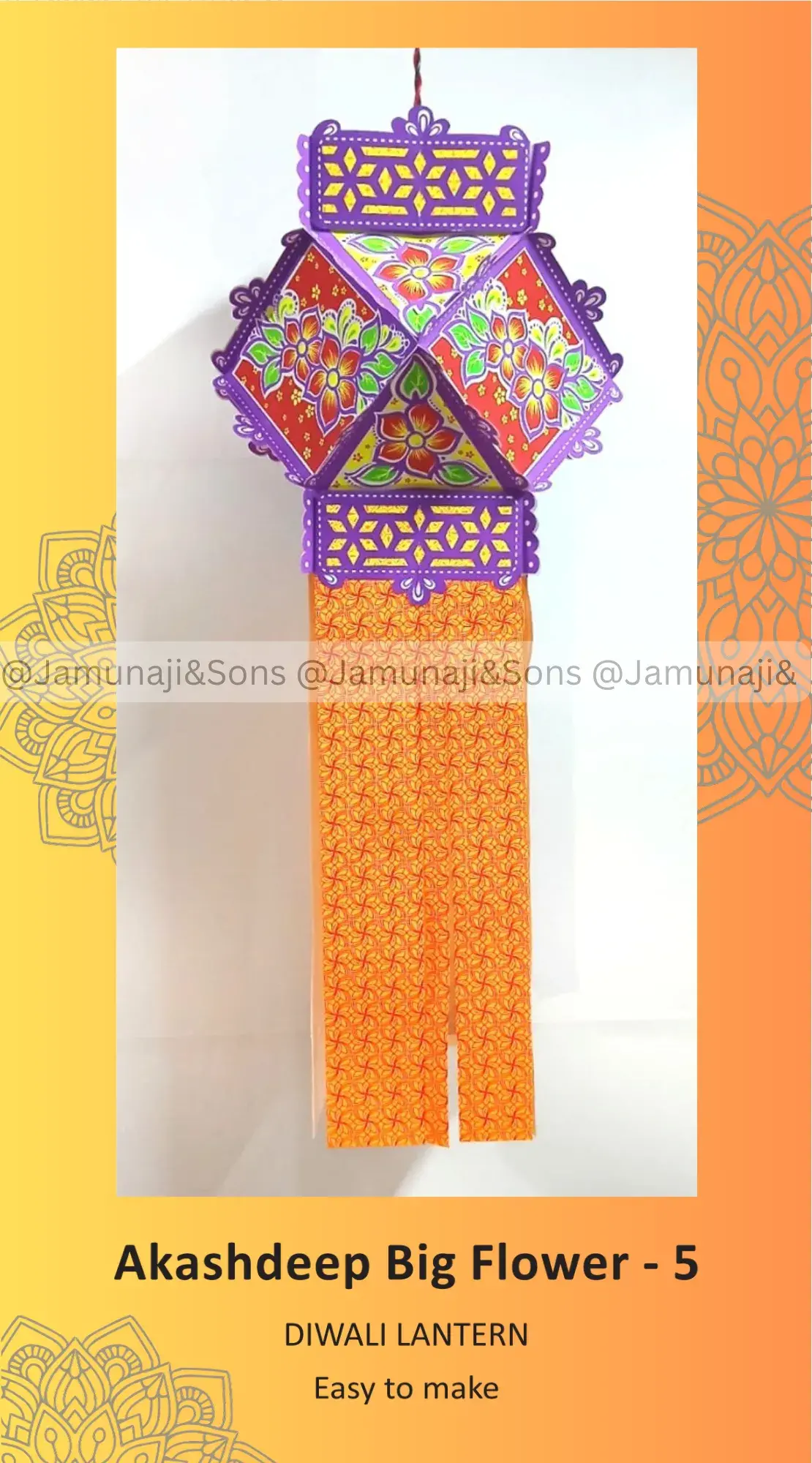 akashdeep big flower 5 foldable paper diwali kandil