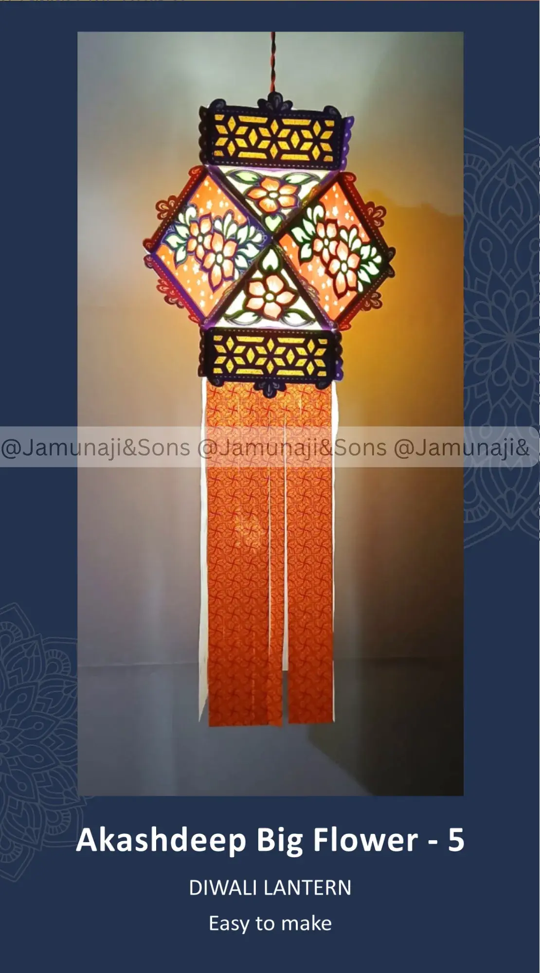akashdeep big flower 5 foldable paper diwali kandil