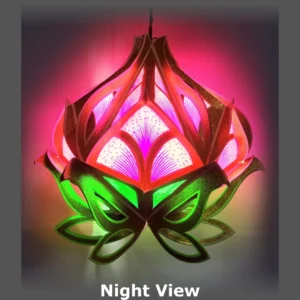 pink lotus with gold border foldable diwali kandil